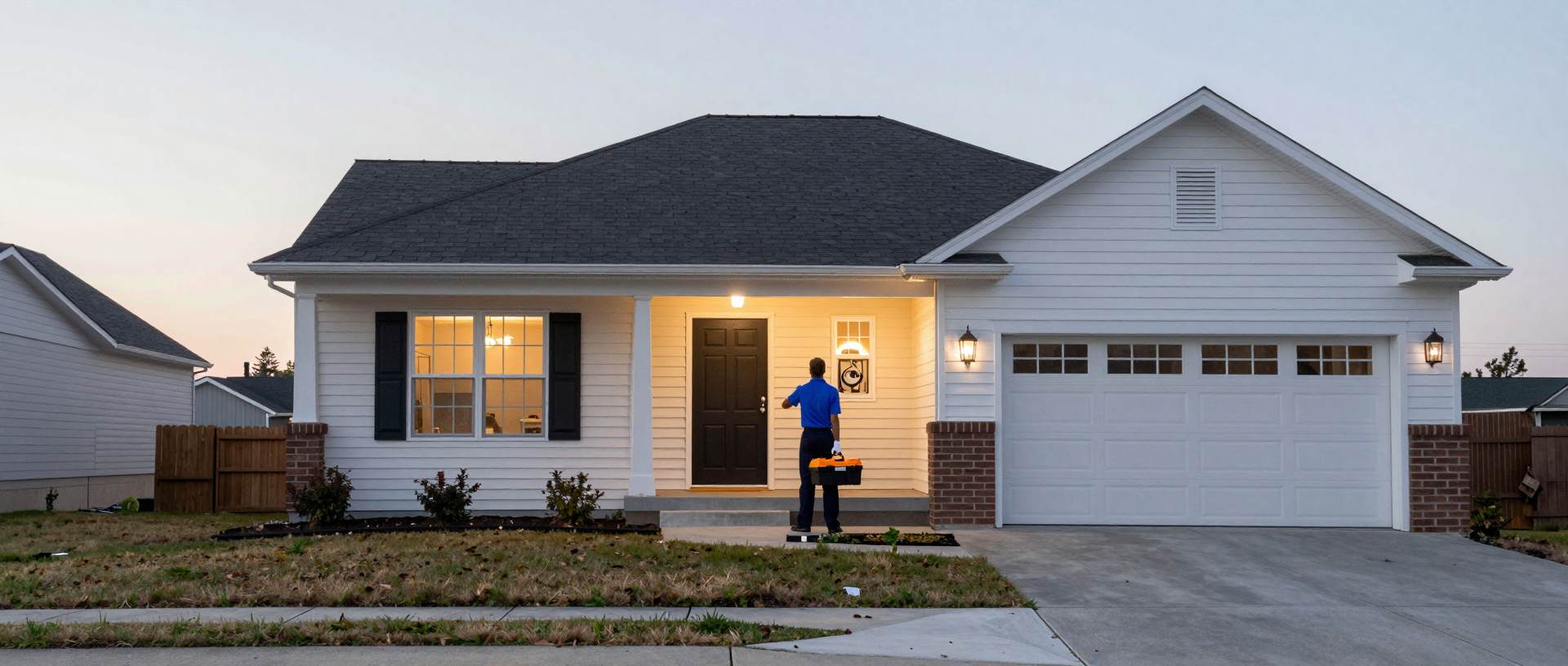 Professional electrician working on residential property